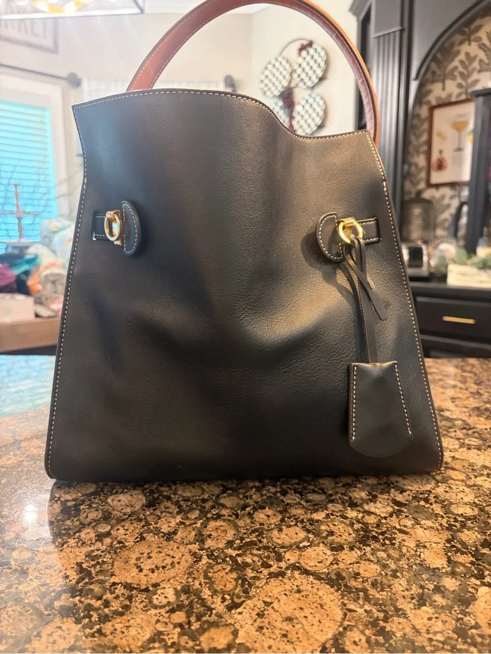 Tory Burch Black Leather Lee Radziwill Double Bag